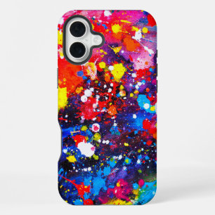 Colourful Paint Splatter Canvas Art iPhone 16 Plus Case