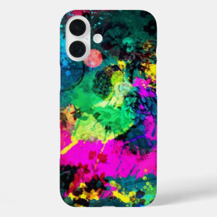 colourful paint splatter iPhone 16 plus case