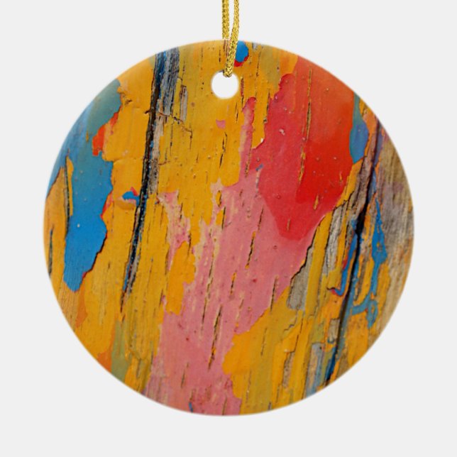 Colourful Paint Splatter Ceramic Ornament (Front)