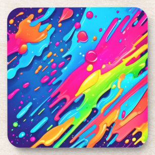 Colourful Paint Splatter Coaster