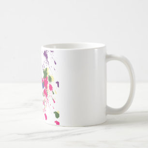 Colourful paint splatter coffee mug