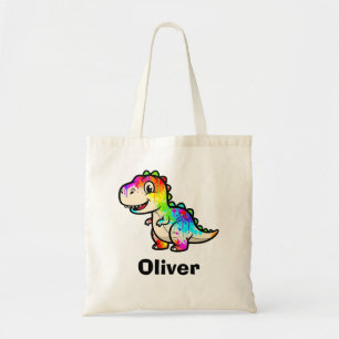 Colourful Paint Splatter Dinosaur Tote Bag