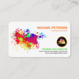 Colourful Paint Splatter Home Painter Business Card