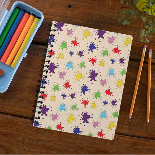 Colourful paint splatter ink splash notebook
