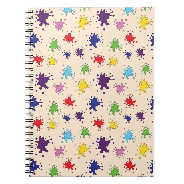 Colourful paint splatter ink splash notebook (Front)