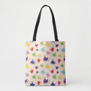 Colourful paint splatter ink splash tote bag