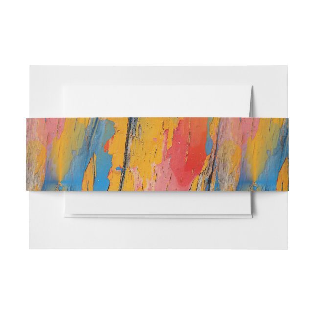 Colourful Paint Splatter Invitation Belly Band (Front Example)