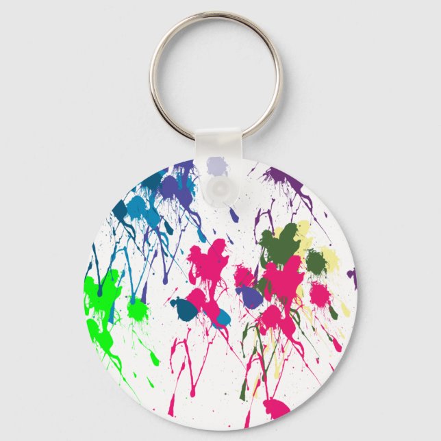 Colourful paint splatter key ring (Front)
