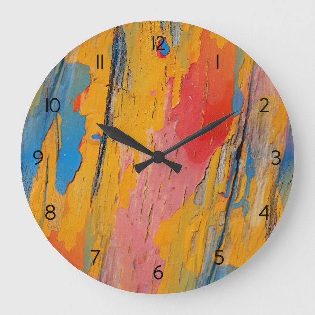 Colourful Paint Splatter Large Clock (Front)