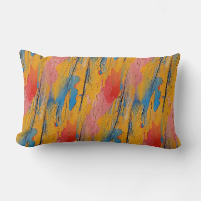 Colourful Paint Splatter Lumbar Cushion (Front)