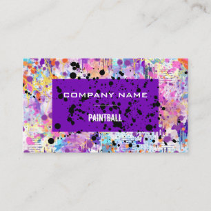 Colourful Paint Splatter Paintball  Business Card