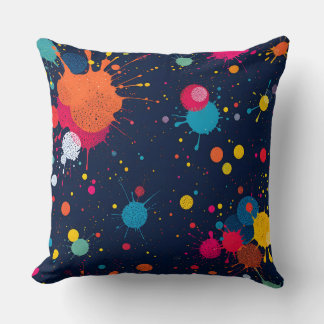 Colourful Paint Splatter Pattern.Modern Outdoor Cushion