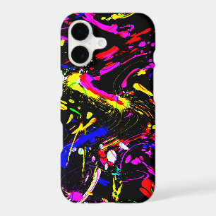 Colourful Paint Splatter Pattern On Black