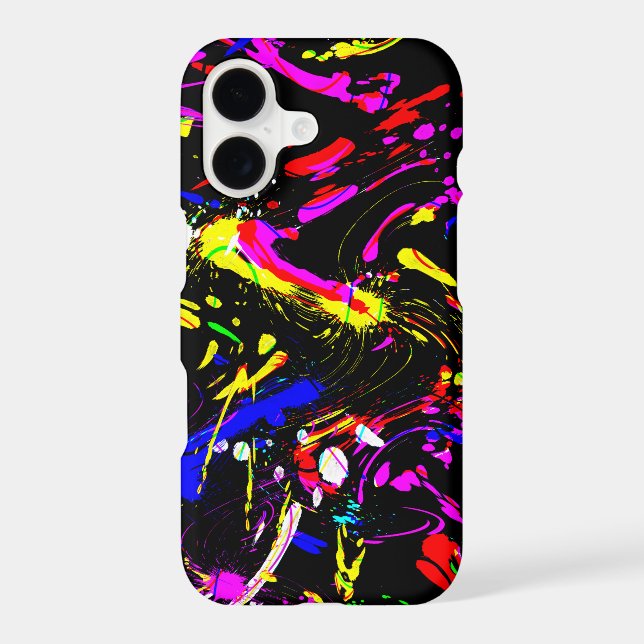 Colourful Paint Splatter Pattern On Black (Back)