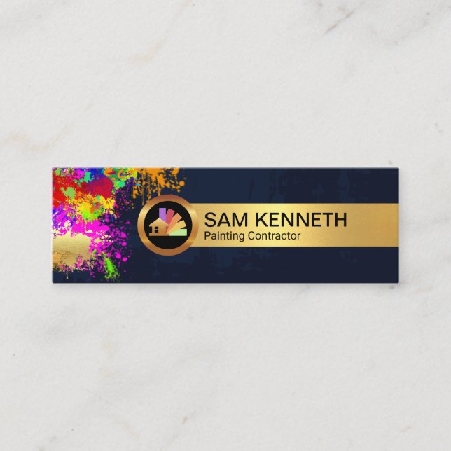 Colourful Paint Splatter Peeling Paint Mini Business Card (Front)