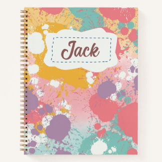 Colourful Paint Splatter Personalised Notebook