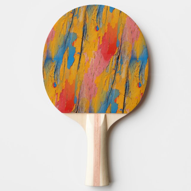Colourful Paint Splatter Ping Pong Paddle (Front)