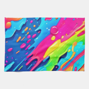 Colourful Paint Splatter Tea Towel