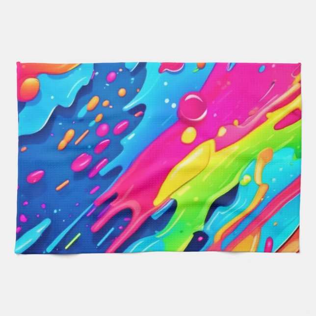 Colourful Paint Splatter Tea Towel (Horizontal)