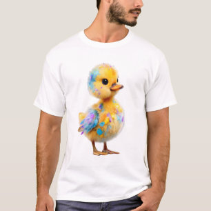 Colourful Paint Splattered Artistic Duckling Men T-Shirt