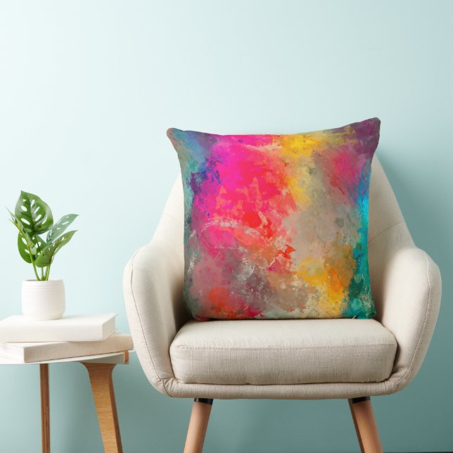Colourful Paint Splattered on Concrete Cushion (Chair)