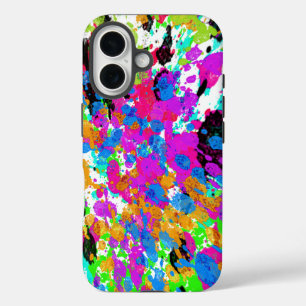 Colourful Paint Splatters Artistic iPhone 16 Case