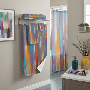 Colourful paint streaks bath towel set