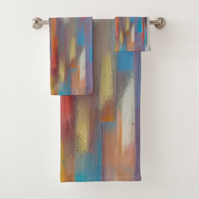 Colourful paint streaks  bath towel set (Insitu)