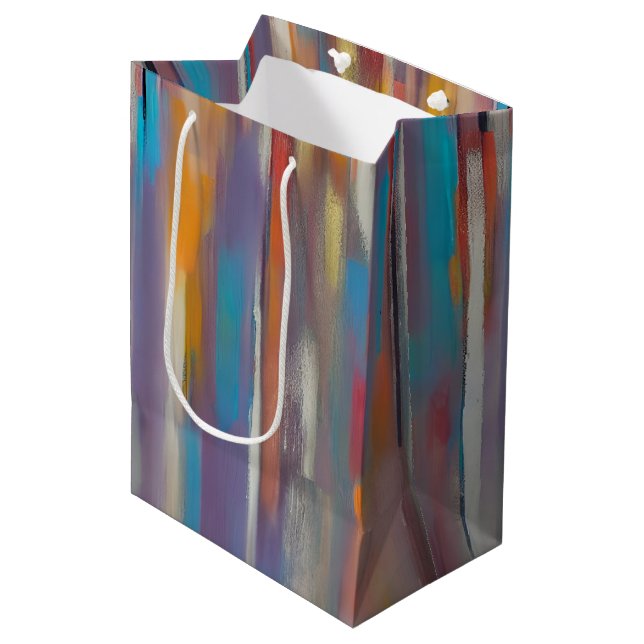 Colourful paint streaks  medium gift bag (Front Angled)