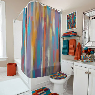 Colourful paint streaks shower curtain