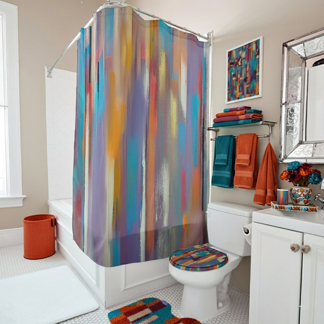 Colourful paint streaks shower curtain (Creator Uploaded)