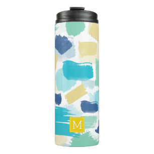 Colourful Paint Strokes and Monogram Thermal Tumbler