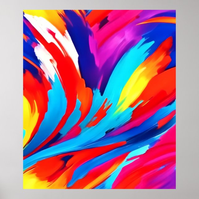 Colourful Paint Strokes Art Poster (Front)