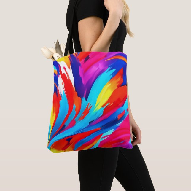 Colourful Paint Strokes Art Tote Bag (Close Up)