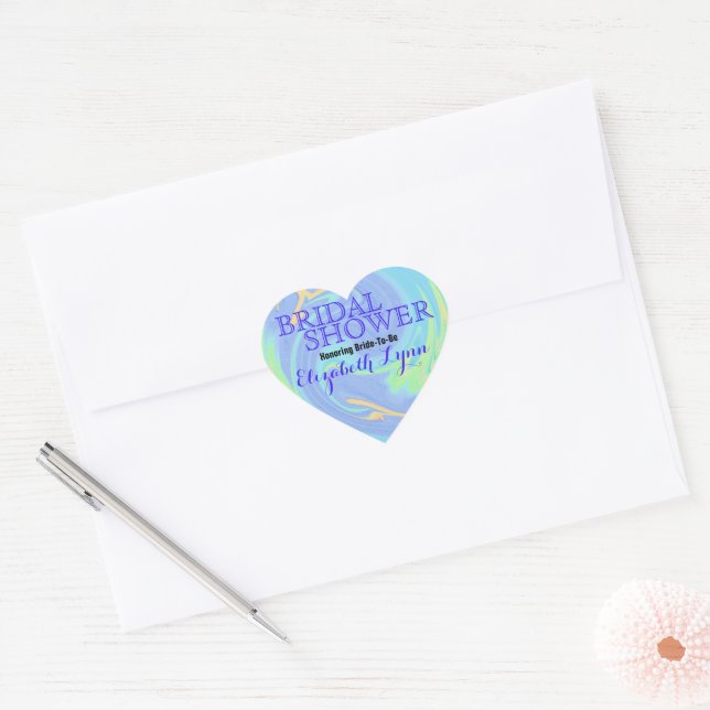 Colourful Paint Swirl Bridal Shower Heart Sticker (Envelope)