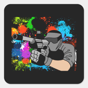 Colourful Paintball Motif Square Sticker
