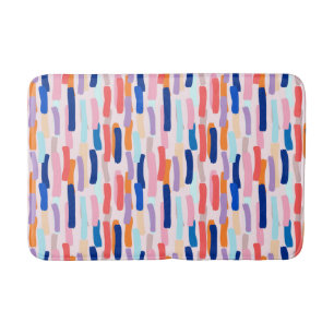 Colourful Paintbrush Stroke Pattern Bath Mat