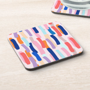 Colourful Paintbrush Stroke Pattern Coaster