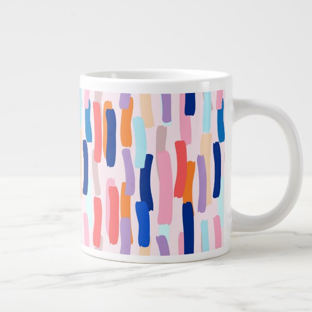 Colourful Paintbrush Stroke Pattern Large Coffee Mug (Right)