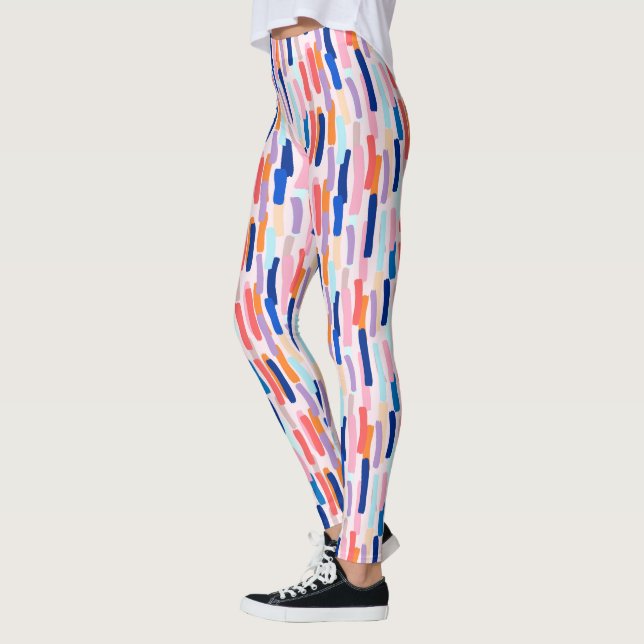 Colourful Paintbrush Stroke Pattern Leggings (Left)