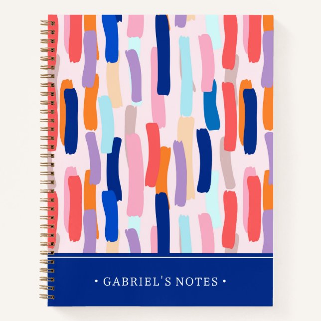 Colourful Paintbrush Stroke Pattern Notebook (Front)