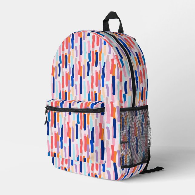 Colourful Paintbrush Stroke Pattern Printed Backpack (Back Corner Right)