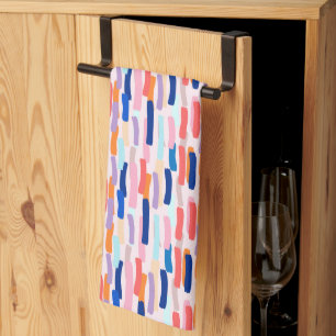 Colourful Paintbrush Stroke Pattern Tea Towel