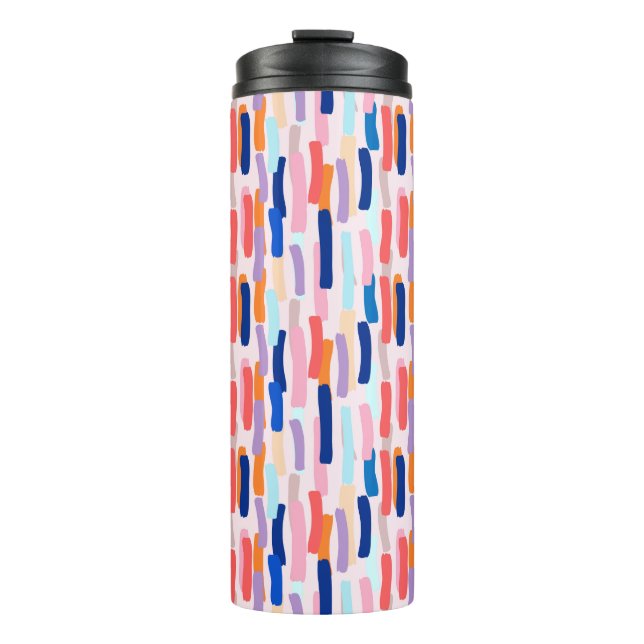 Colourful Paintbrush Stroke Pattern Thermal Tumbler (Front)