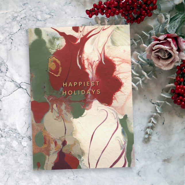 Colourful Painted Abstract Happiest Holiday (A contemporary abstract holiday card with artistic appeal. Available in printed and digital!)