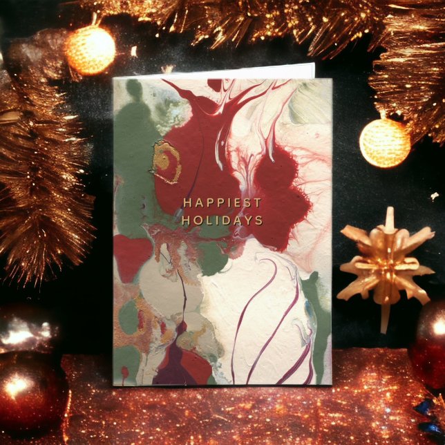 Colourful Painted Abstract Happiest Holiday Card (A unique painted abstract contemporary holiday card.)