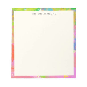 Colourful Painted Border Family Name Bright Modern Notepad