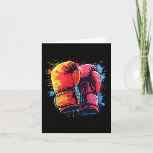 Colourful Painted Boxing Gloves On Artistic Boxing Card