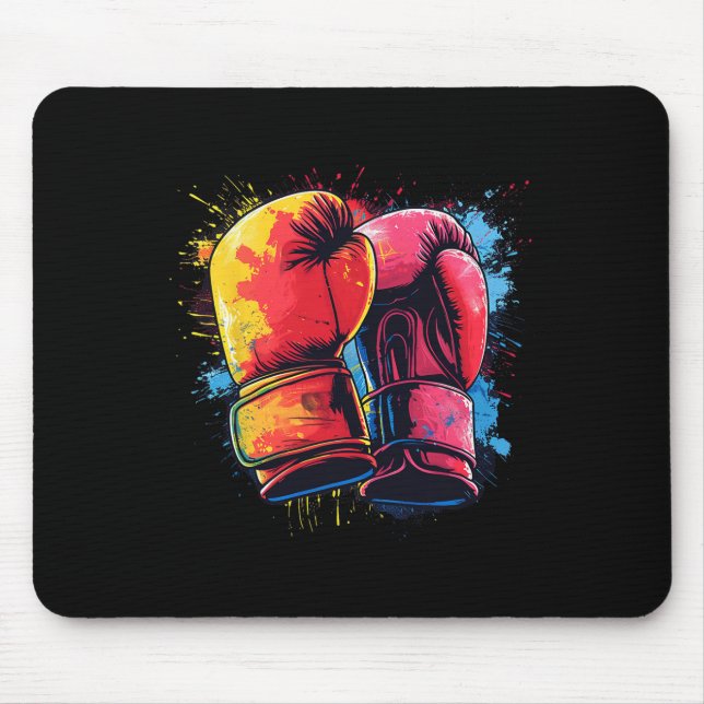Colourful Painted Boxing Gloves On Artistic Boxing Mouse Pad (Front)