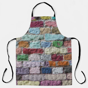 Colourful Painted Brick Wall Texture Apron